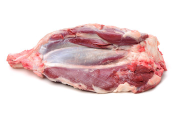 raw beef of leg on white background 