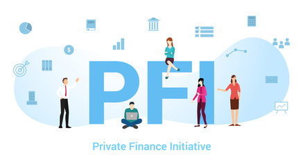 Wall Mural - pfi private finance initiative concept with big word or text and team people with modern flat style - vector