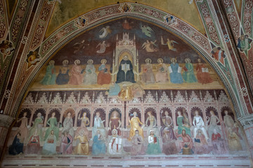 Panoramic view of interior of Basilica of Santa Maria Novella