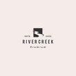 river creek logo hipster retro vintage vector icon illustration