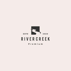 Wall Mural - river creek logo hipster retro vintage vector icon illustration