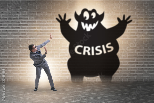 Cuadros en Lienzo Businessman suffering from economic crisis