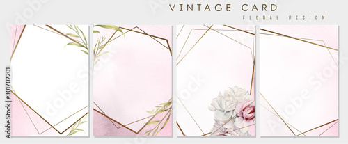 Set of greeting cards with flowers, can be used as invitation card for weddin...