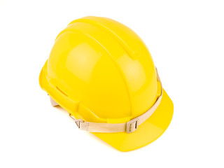 plastic yellow safety helmet or Construction hard hat concept safety project of workmen as engineer,isolated on white background