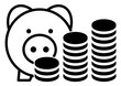 gz579 GrafikZeichnung - german: Frontansicht - Sparschwein mit Münzstapel Symbol. english: saving money concept / growing money - piggybank with coin stack icon. simple template - xxl g8691