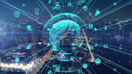 Smart city and communication network concept.