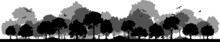 Deciduous Tree Landscape Vector Silhouette