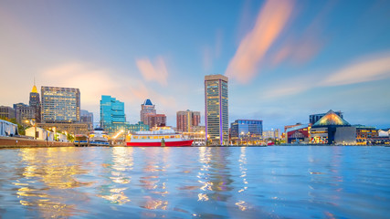 Wall Mural - View of Inner Harbor area in downtown Baltimore Maryland USA