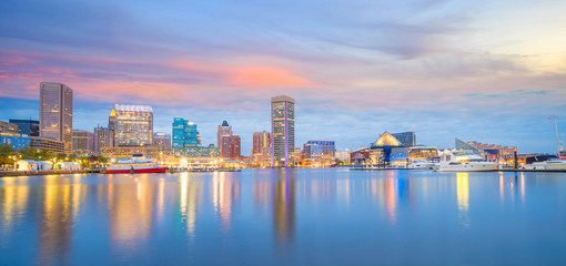 Fototapete - View of Inner Harbor area in downtown Baltimore Maryland USA