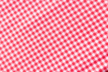 Classic Pink Plaid Fabric Or Tablecloth Background