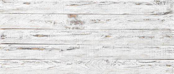 Canvas Print - white wood texture background, wide wooden plank panel pattern