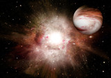 Fototapeta  - Stars, dust and gas nebula in a far galaxy