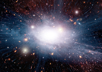 stars, dust and gas nebula in a far galaxy
