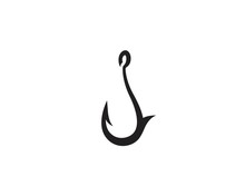 Fishing Hook Logo Design Concept Template. Fully Editable Vector