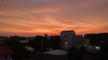 Wall Mural - Sisaket (Thailand) with beautiful sky Sisaket at night
