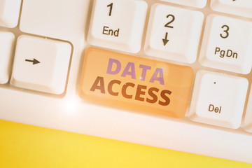 Word writing text Data Access. Business photo showcasing a user s is ability to access data stored within a database White pc keyboard with empty note paper above white background key copy space