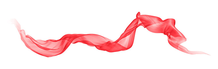 Wall Mural - Flying red wavy cloth. 3d render
