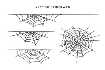 Wall Mural - cobweb set for halloween design, isolated on black background. vector illustration