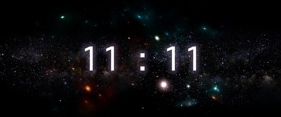 Wall Mural - inscription number 11 : 11 on the galaxy background. numbers are the universal language offered by t