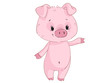 Cute pig cartoon clipart isolated on white background