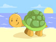 Baby turtle under the sea cartoon clipart