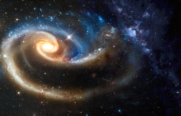 Fototapete - Space cosmic background of supernova nebula and stars field