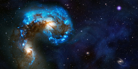 Fototapete - Space cosmic background of supernova nebula and stars field