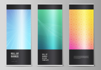 Wall Mural - the vector illustration of the editable layout of roll up banner stands, vertical flyers, flags desi