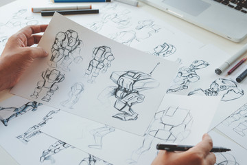 Wall Mural - animator designer development designing drawing sketching development creating graphic pose characte