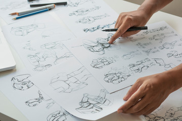 Wall Mural - animator designer development designing drawing sketching development creating graphic pose characte