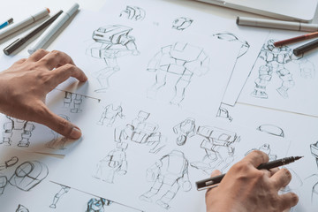Wall Mural - animator designer development designing drawing sketching development creating graphic pose characte