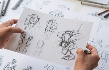 Wall Mural - animator designer development designing drawing sketching development creating graphic pose characte