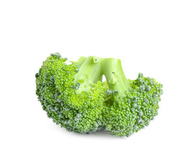 Fresh green raw broccoli on white background