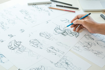 Wall Mural - animator designer development designing drawing sketching development creating graphic pose characte