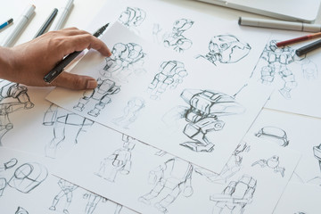 Wall Mural - animator designer development designing drawing sketching development creating graphic pose characte