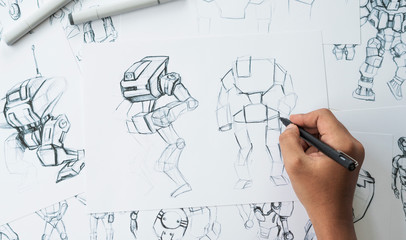 Wall Mural - animator designer development designing drawing sketching development creating graphic pose characte