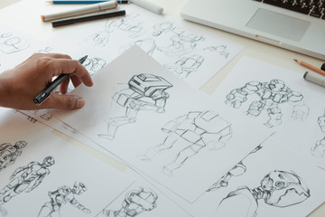 Wall Mural - animator designer development designing drawing sketching development creating graphic pose characte