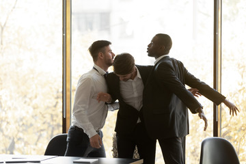 Male colleagues fight having conflict in office