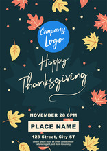 Happy Thanksgiving A4 Flyer Banner Poster Template Vector Illustration Autumn Holiday Greeting Card