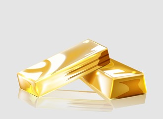 Two Gold bars on a white background. Banking business concept.