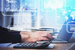 © ImageFlow - Man typing on laptop, infographics