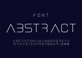 Wall Mural - Cosmic, Elegant light, Font. Thin font. Futuristic typeface. Vector alphabet set. Minimal. Hipster font, typeface, typography.