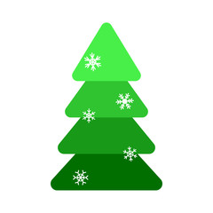 Poster - Christmas tree. Beautiful cartoon colorful illustration on white backdrop. Vector design of cartoon christmas tree. Cute vector illustration. Winter season design element. Winter holiday decoration.