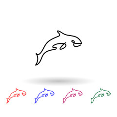 Wall Mural - Whale one line multi color icon. Simple thin line, outline vector of animals one line icons for ui and ux, website or mobile application on white background