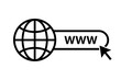 © Hubba Bubba - Web icon. WWW sign. Search www vector icon. Web hosting technology. Globe hyperlink icon. Isolated vector. Browser search website page.