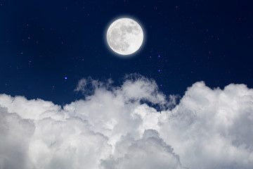 Wall Mural - full moon with starry and clouds background. romantic night.