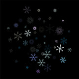 Fototapeta  - Falling down snow confetti, snowflake vector border. Festive winter, Christmas, New Year sale background. Cold weather, winter storm, scatter texture. Hipster snowfall falling snowflakes cool confetti