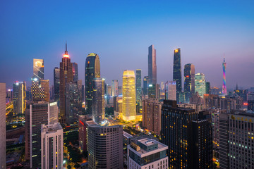  aerial view of Guangzhou Zhujiang New Town financial district, Guangdong, China.