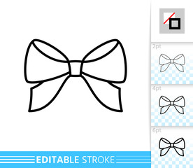 Wall Mural - Bow ribbon gift decor single thin line vector icon