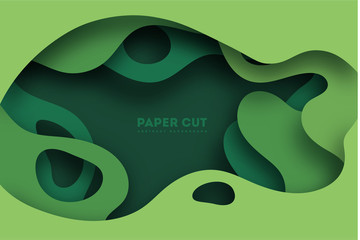 Wall Mural - 3d abstract background with green paper cut shapes. vector design layout for business presentations,